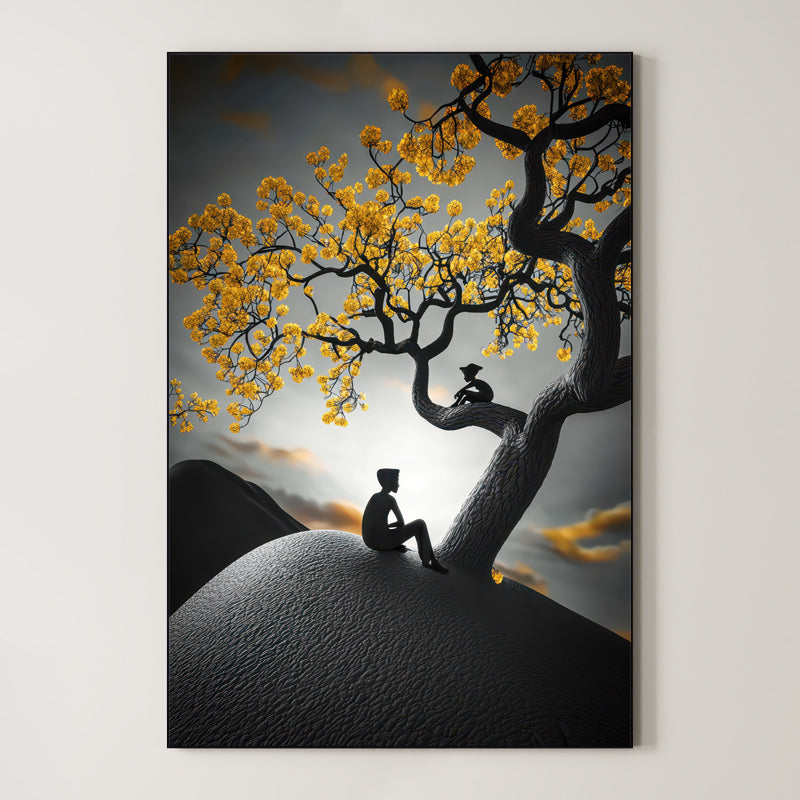 Golden Reflection – Surreal Landscape Tree Wall Art 542 Main image