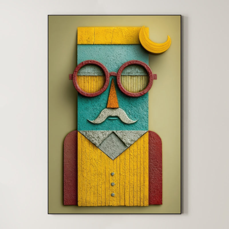 Mustache Man – Surreal Retro Geometric Portrait Wall Art 455