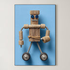 Jute Robot – Surreal Folk Art Craft Wall Art 417