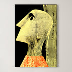 Yellow Figure – Surreal Graphic Engraving Portrait Wall Art 475