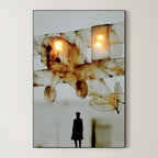 Aviation Ghost – Surreal Industrial Biplane Nostalgia Wall Art 375