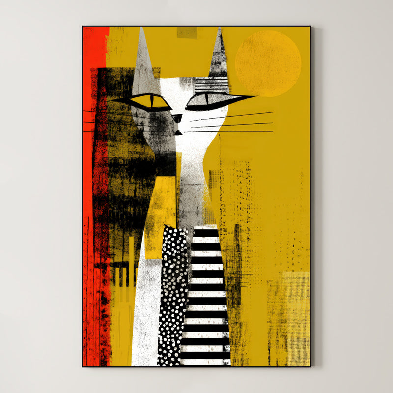 Mid Century Feline – Surreal Retro Cat Portrait Wall Art 383