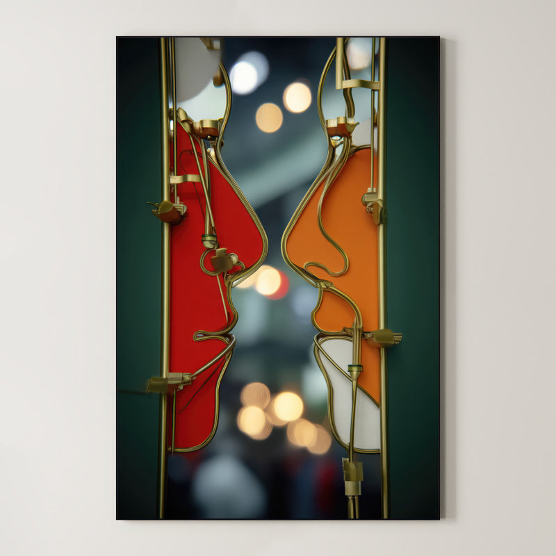 Red and Orange Profiles – Surreal Art Nouveau Sculptural Wall Art 410