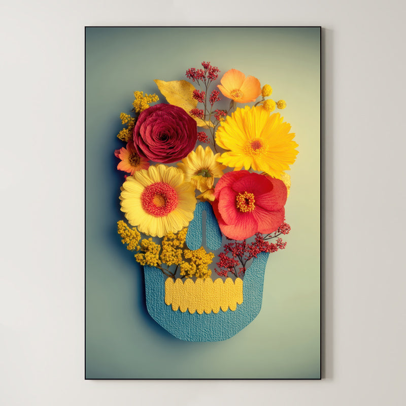 Flower Skull – Surreal Floral Skull Wall Art 408 Main image
