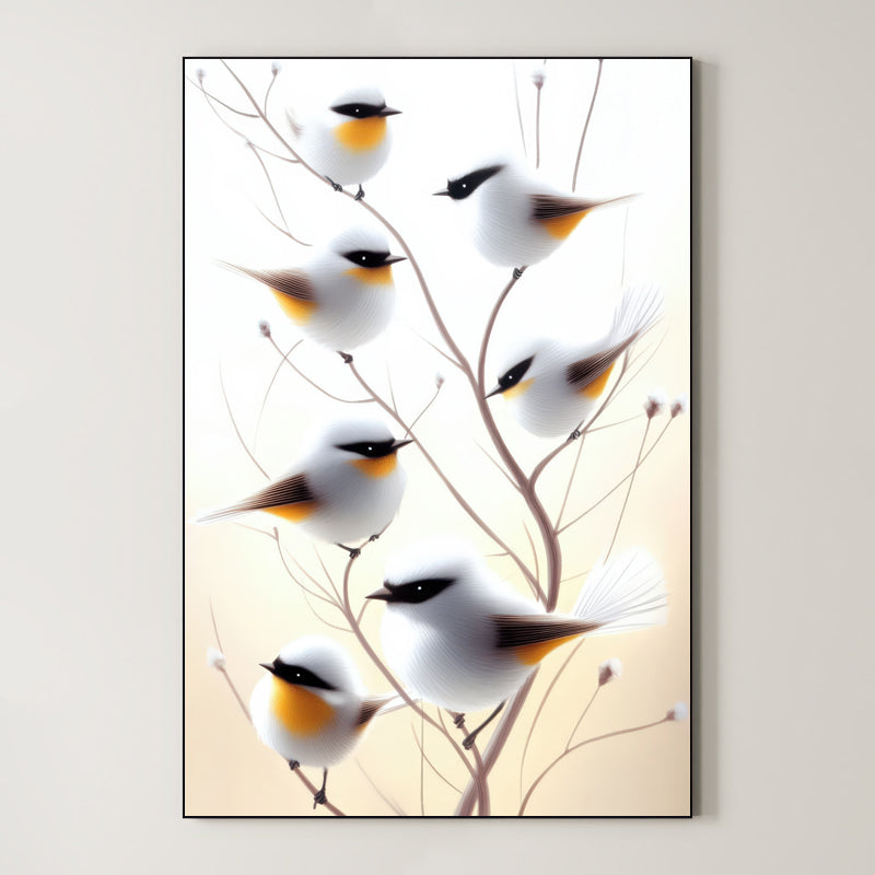 Frosty Morning Songbirds – Surreal Winter Nature Bird Wall Art 201 Main image