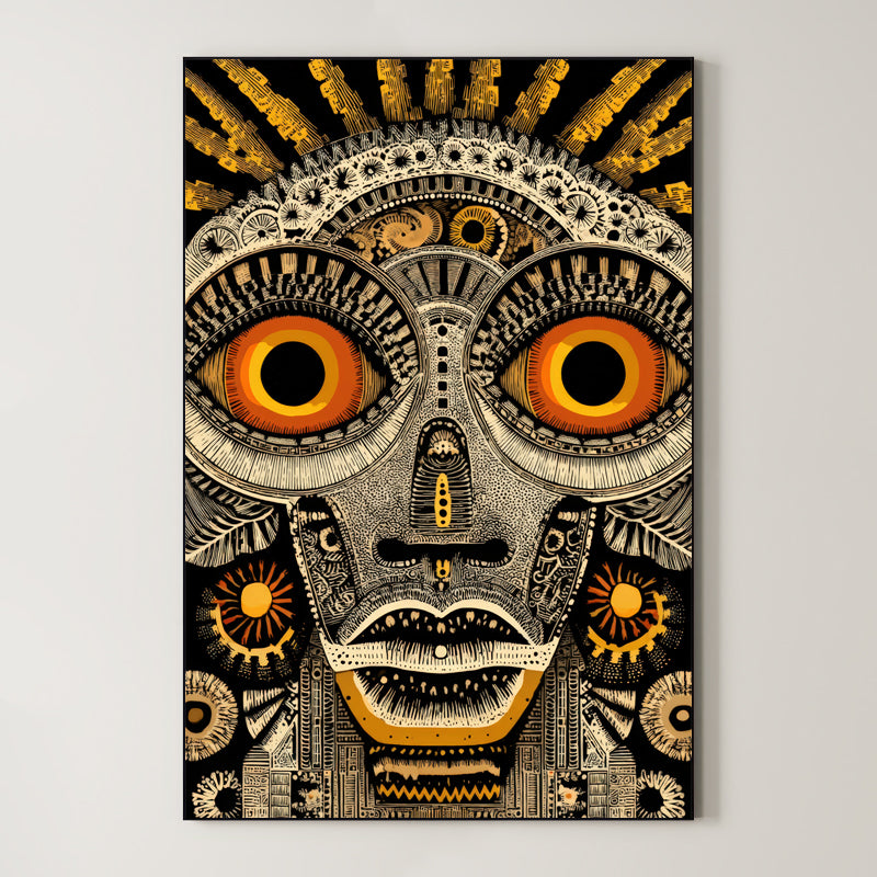 Tribal Face Illustration – Surreal Tribal Wall Art 088
