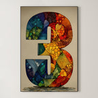 Mosaic Number Three – Surreal Graphic Symbol Wall Art 250