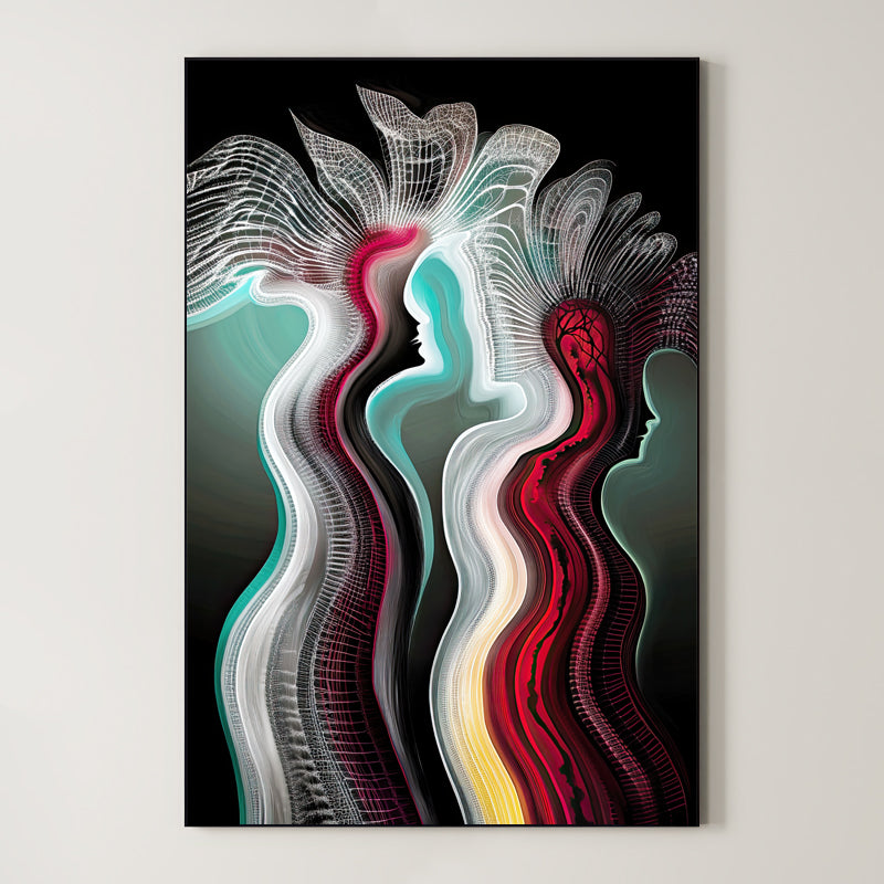 Luminous Echoes – Surreal Trio Silhouette Wall Art 527