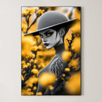 Monochrome Gaze – Surreal Black and White Portrait Wall Art 406