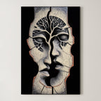Fractured Self – Surreal Stone Dual Portrait Wall Art 586