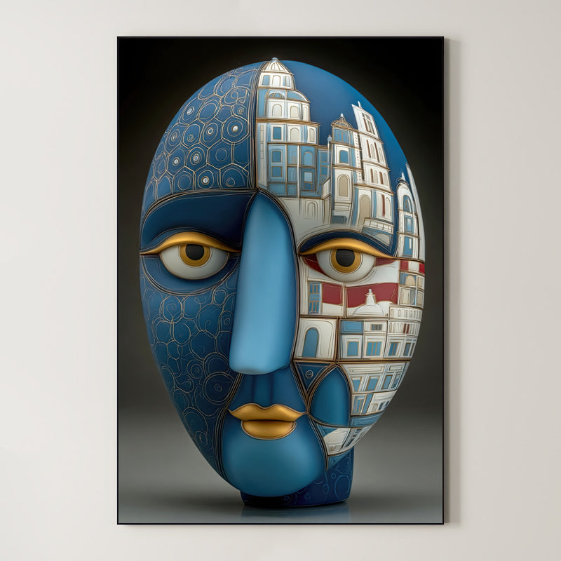 Azure Cityscape – Surreal Metaphysical City Portrait Wall Art 464