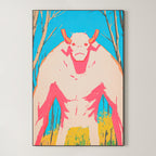 Folk Beast – Surreal Naive Art Creature Wall Art 216