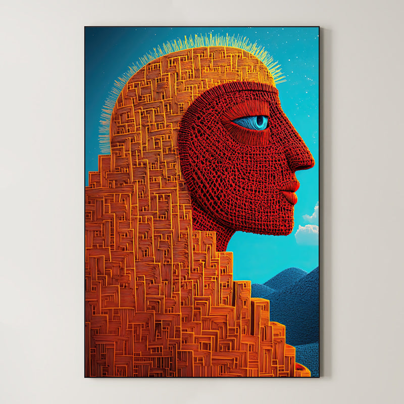 Ochre Monument – Surreal Folk Architecture Wall Art 572 Main image