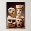 Four Faces – Surreal Wabi Sabi Primitive Figures Wall Art 424