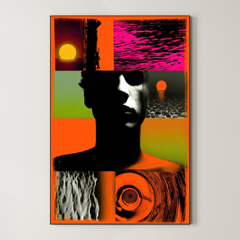 Amber Horizon – Surreal Cinematic Pop Collage Wall Art 359