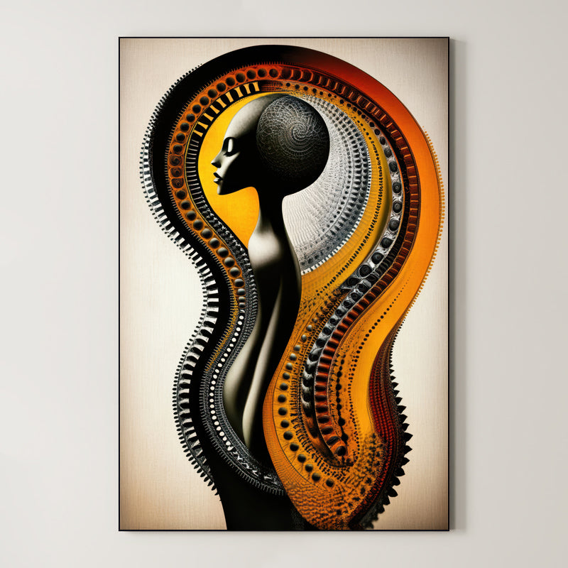 Golden Rhythm – Surreal Abstract Graphic Silhouette Wall Art 474 Main image