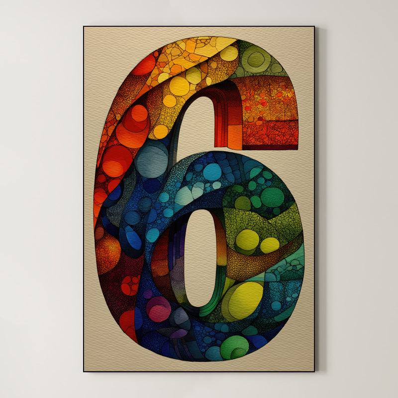 Mosaic Number Six – Surreal Graphic Symbol Wall Art 252 Main image