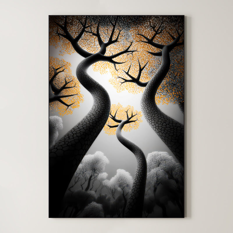 Golden Ascent – Surreal Autumn Forest Wall Art 541