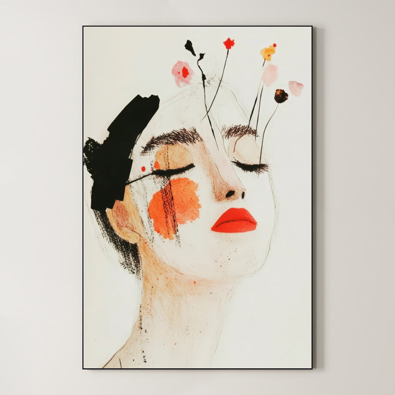 Stylized Ink Portrait – Surreal Ink Figure Wall Art 362 Main image