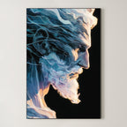 Luminous Profile – Surreal Icy Blue Beard Portrait Wall Art 261