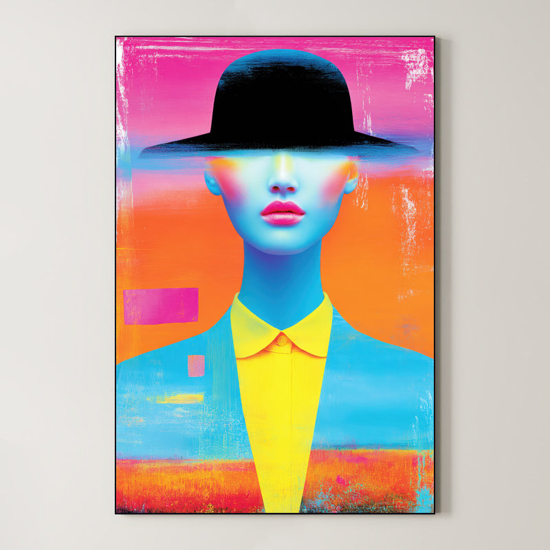 Vivid Anonymity – Surreal Neon Portrait Wall Art 555 Main image