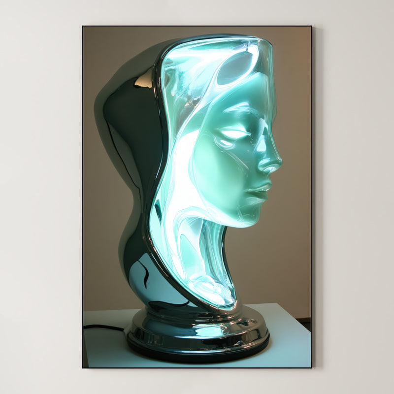 Internal Glow – Surreal Chrome Sculptural Portrait Wall Art 185