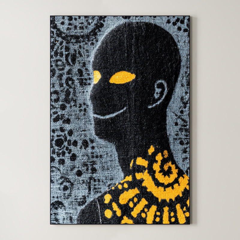 Amber Gaze – Surreal Folk Swirl Figure Wall Art 590 Main image