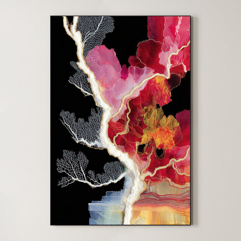Coral and Crimson – Surreal Organic Abstract Wall Art 444