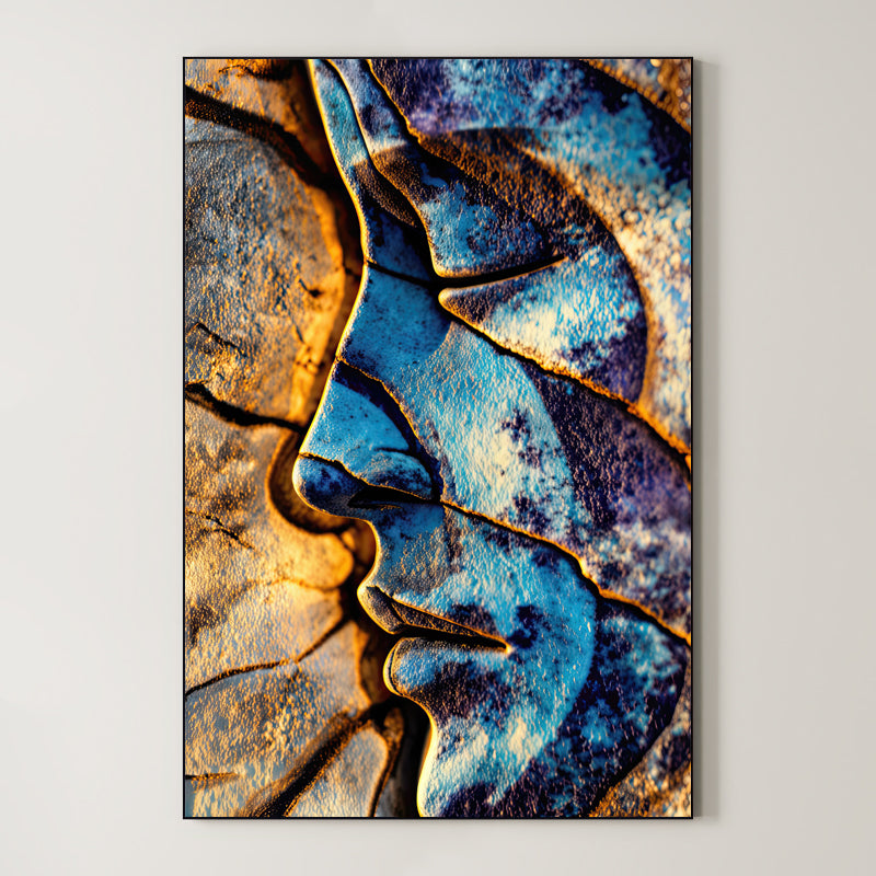Azure Fissure – Surreal Weathered Portrait Wall Art 549 Main image