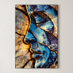 Azure Fissure – Surreal Weathered Portrait Wall Art 549