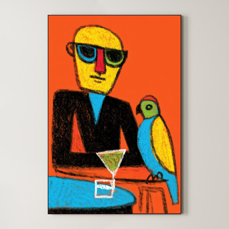 Island Happy Hour – Surreal Tropical Crayon Portrait Wall Art 259 Main image