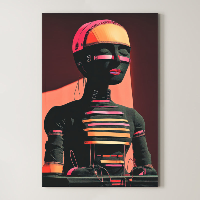Synthetic Stillness – Surreal Graphic Neon Profile Wall Art 598 Main image
