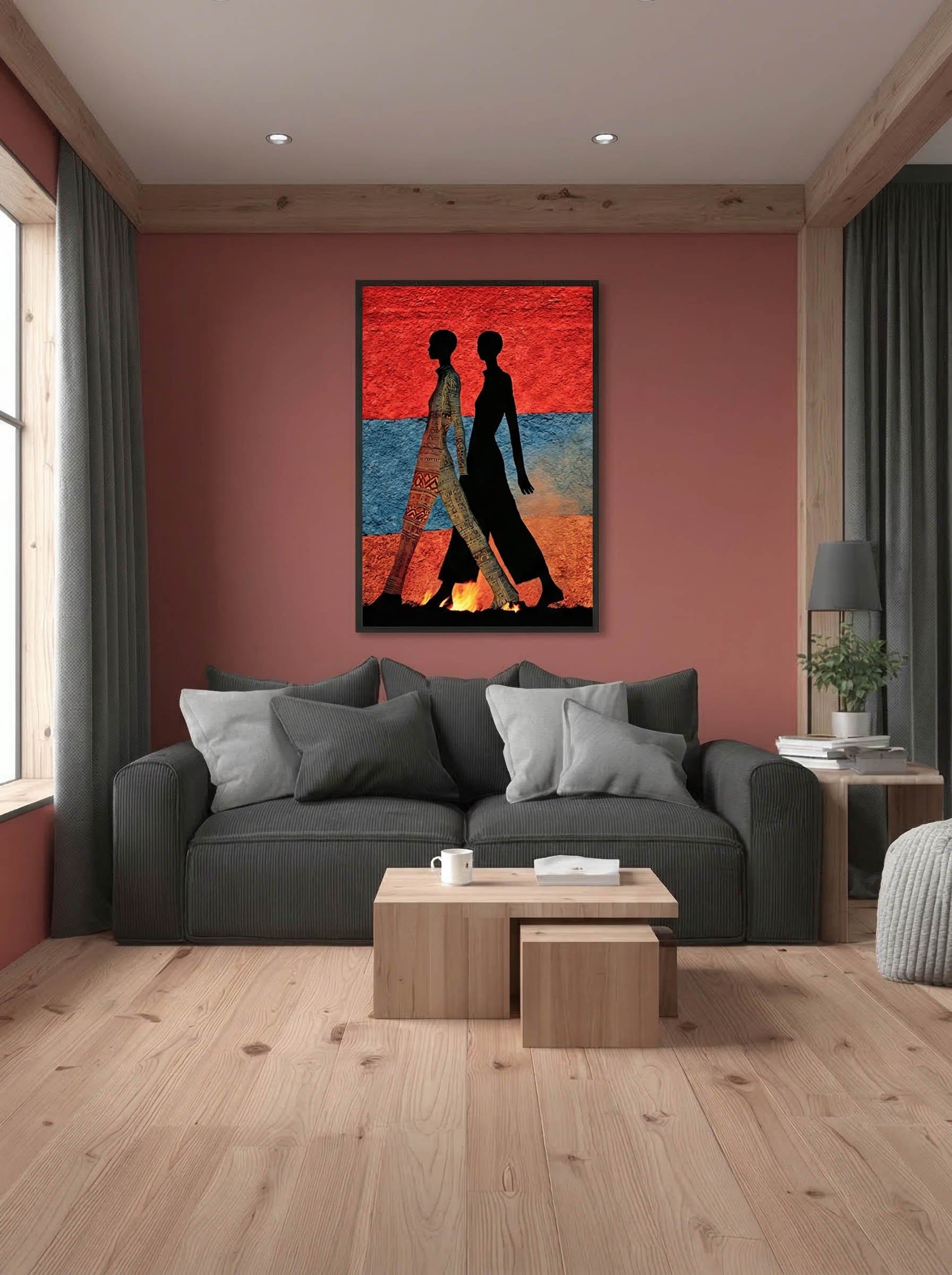 Graphic Minimalist Figures – Surreal Abstract Duo Wall Art 241