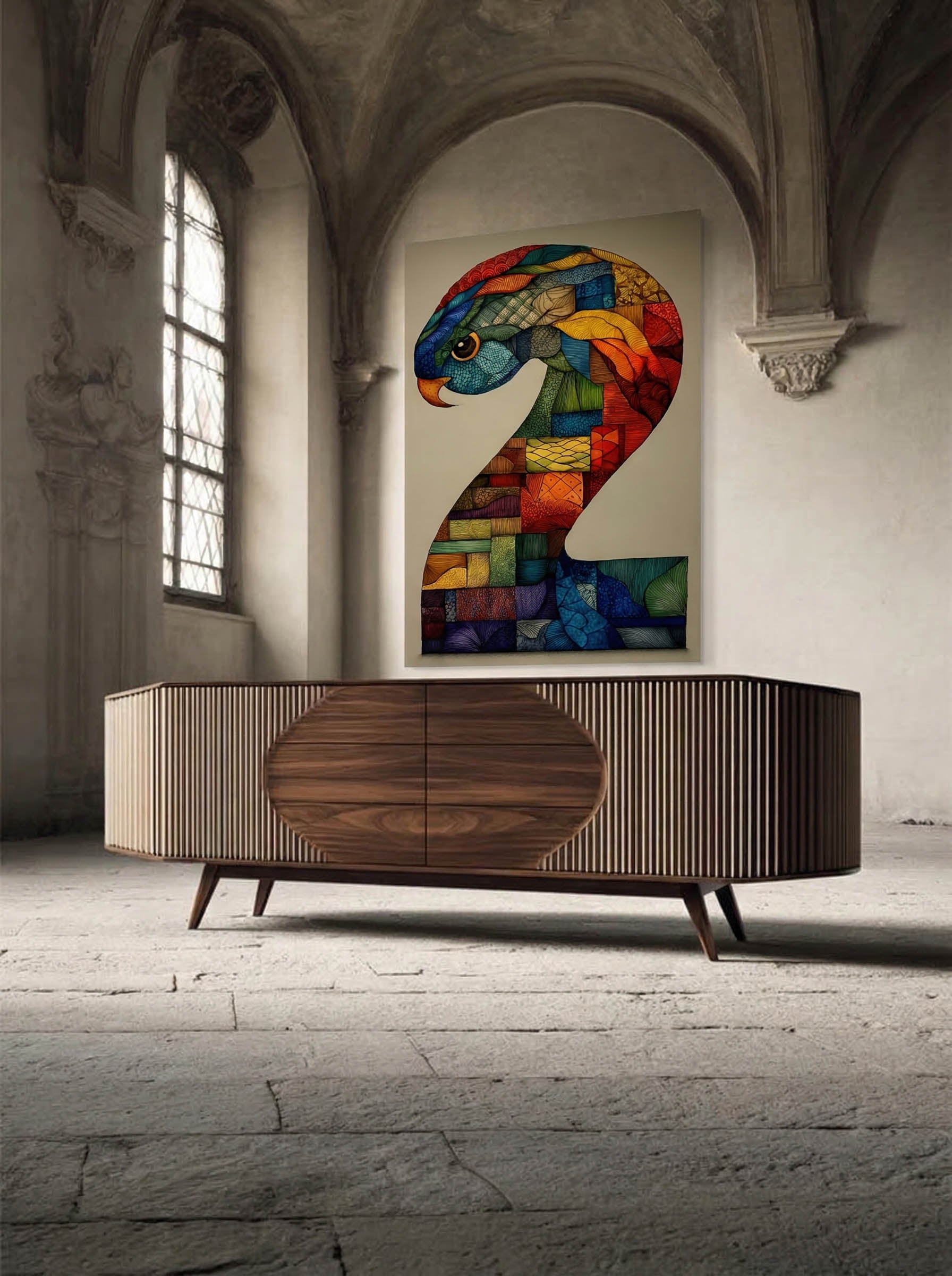 Mosaic Number Two – Surreal Graphic Symbol Wall Art 245