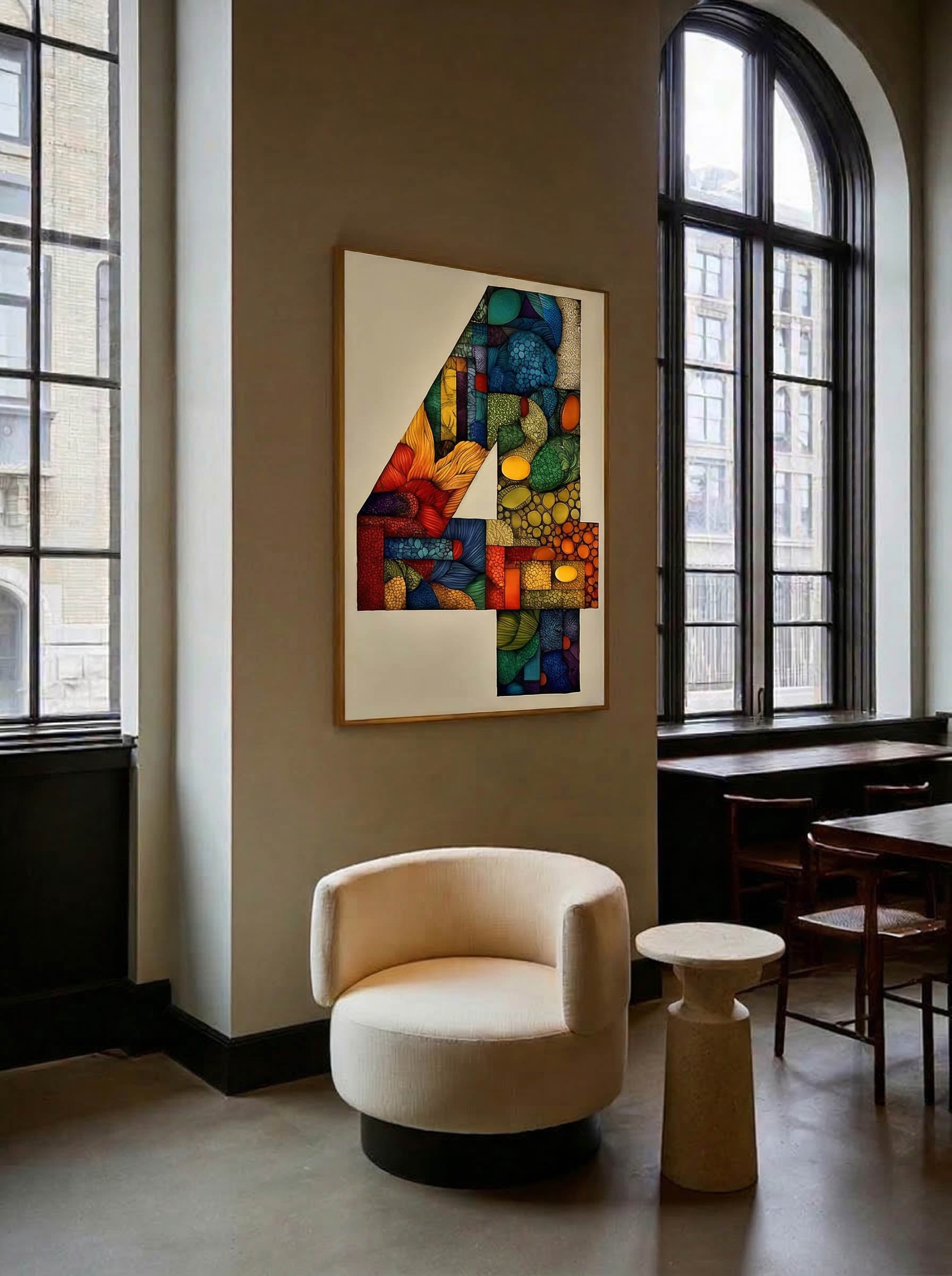 Mosaic Number Four – Surreal Graphic Symbol Wall Art 246 Secondary image