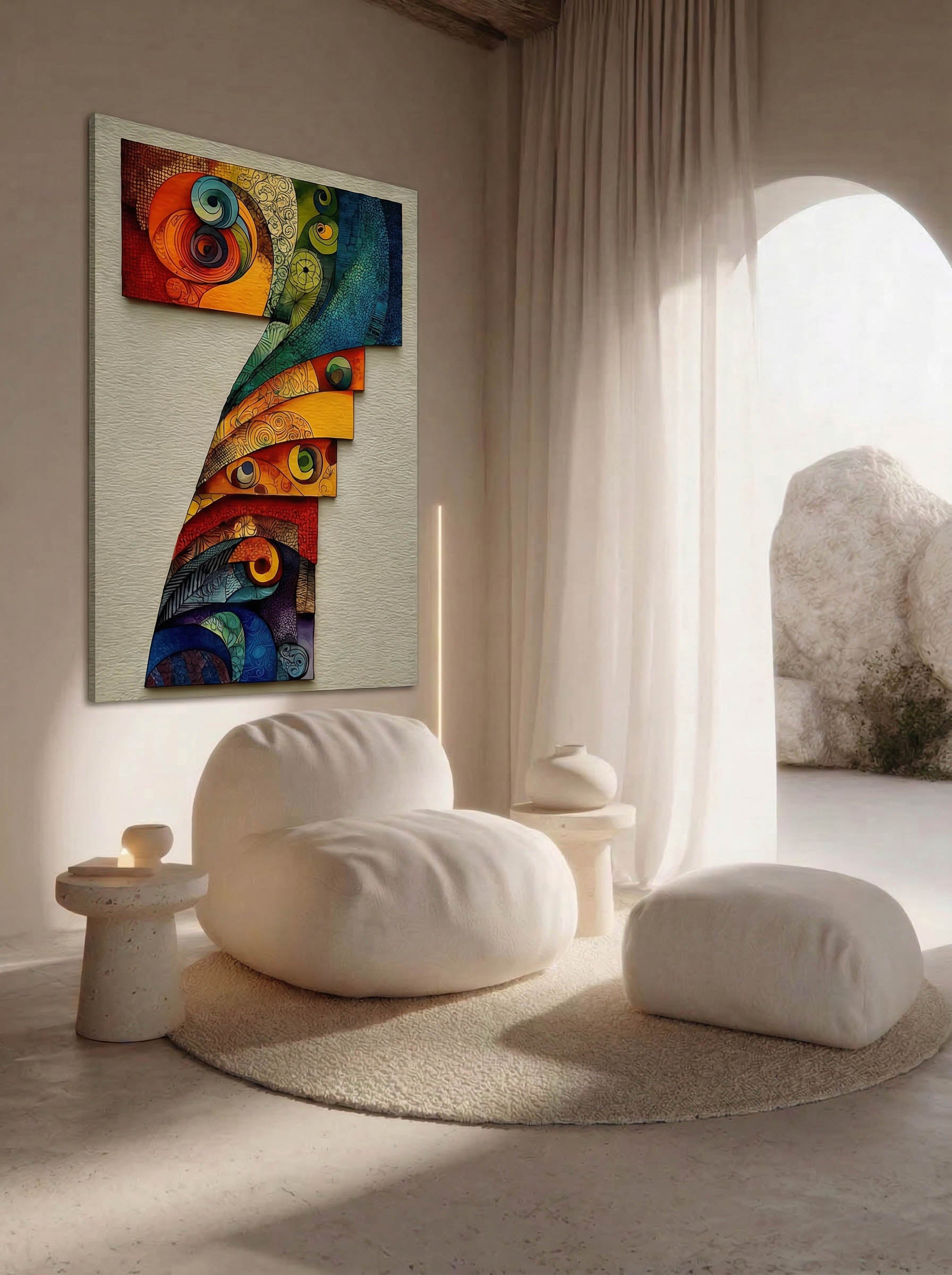 Mosaic Number Seven – Surreal Graphic Symbol Wall Art 248