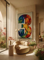 Mosaic Number Three – Surreal Graphic Symbol Wall Art 250