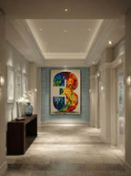 Mosaic Number Three – Surreal Graphic Symbol Wall Art 250