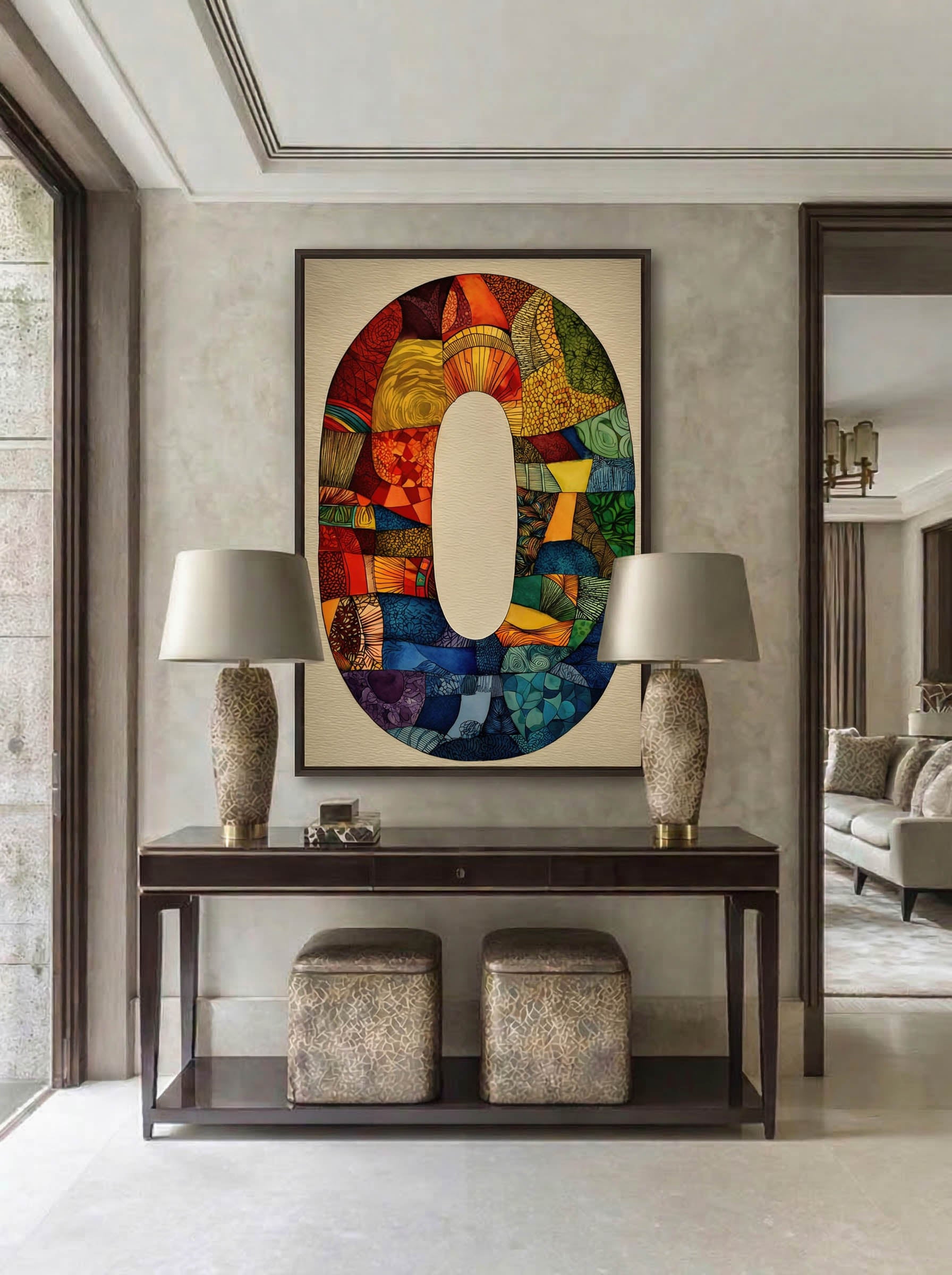 Mosaic Number Zero – Surreal Graphic Symbol Wall Art 251 Secondary image