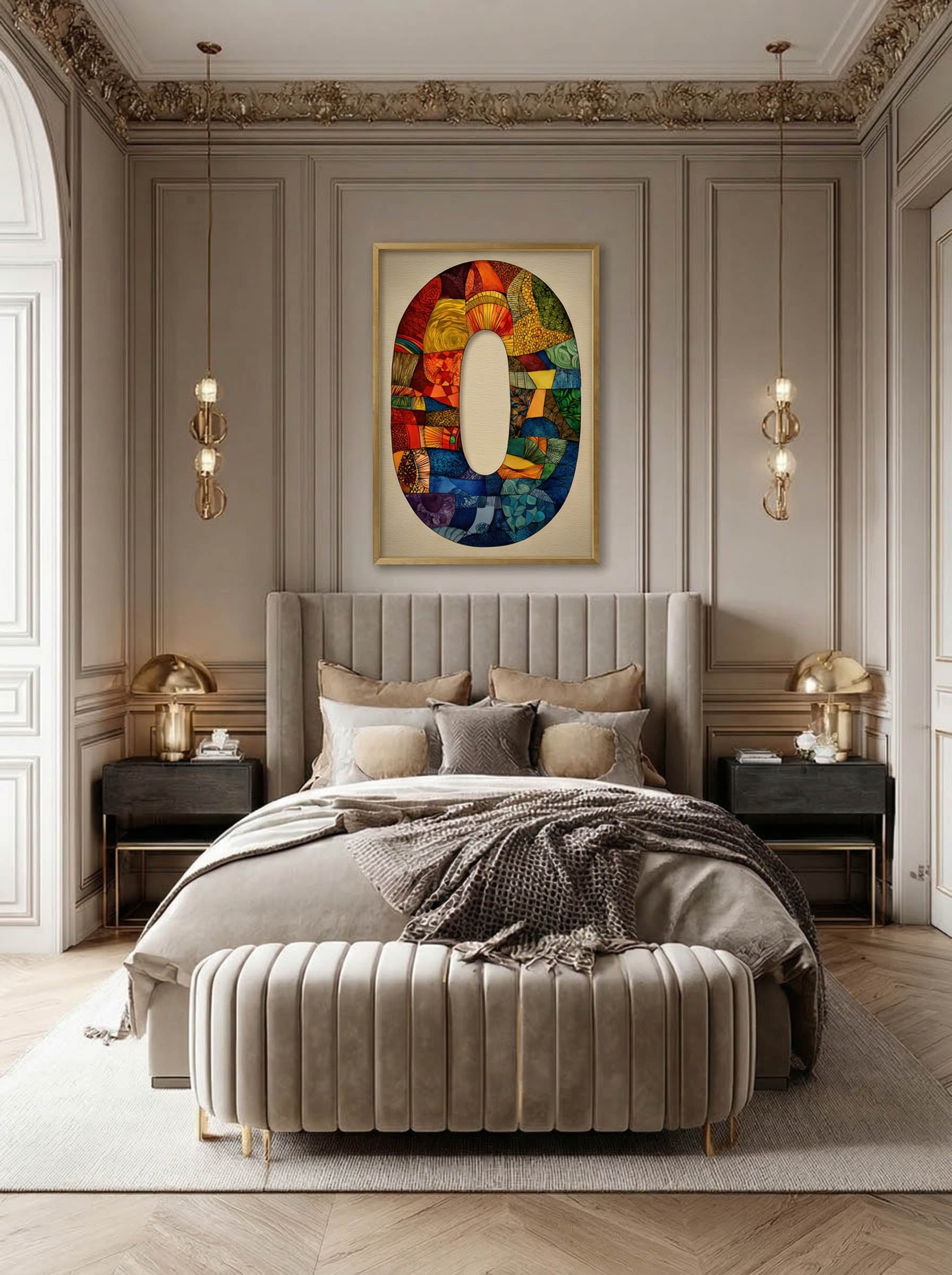 Mosaic Number Zero – Surreal Graphic Symbol Wall Art 251
