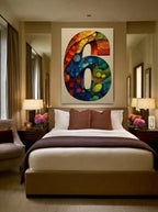 Mosaic Number Six – Surreal Graphic Symbol Wall Art 252
