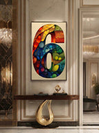 Mosaic Number Six – Surreal Graphic Symbol Wall Art 252