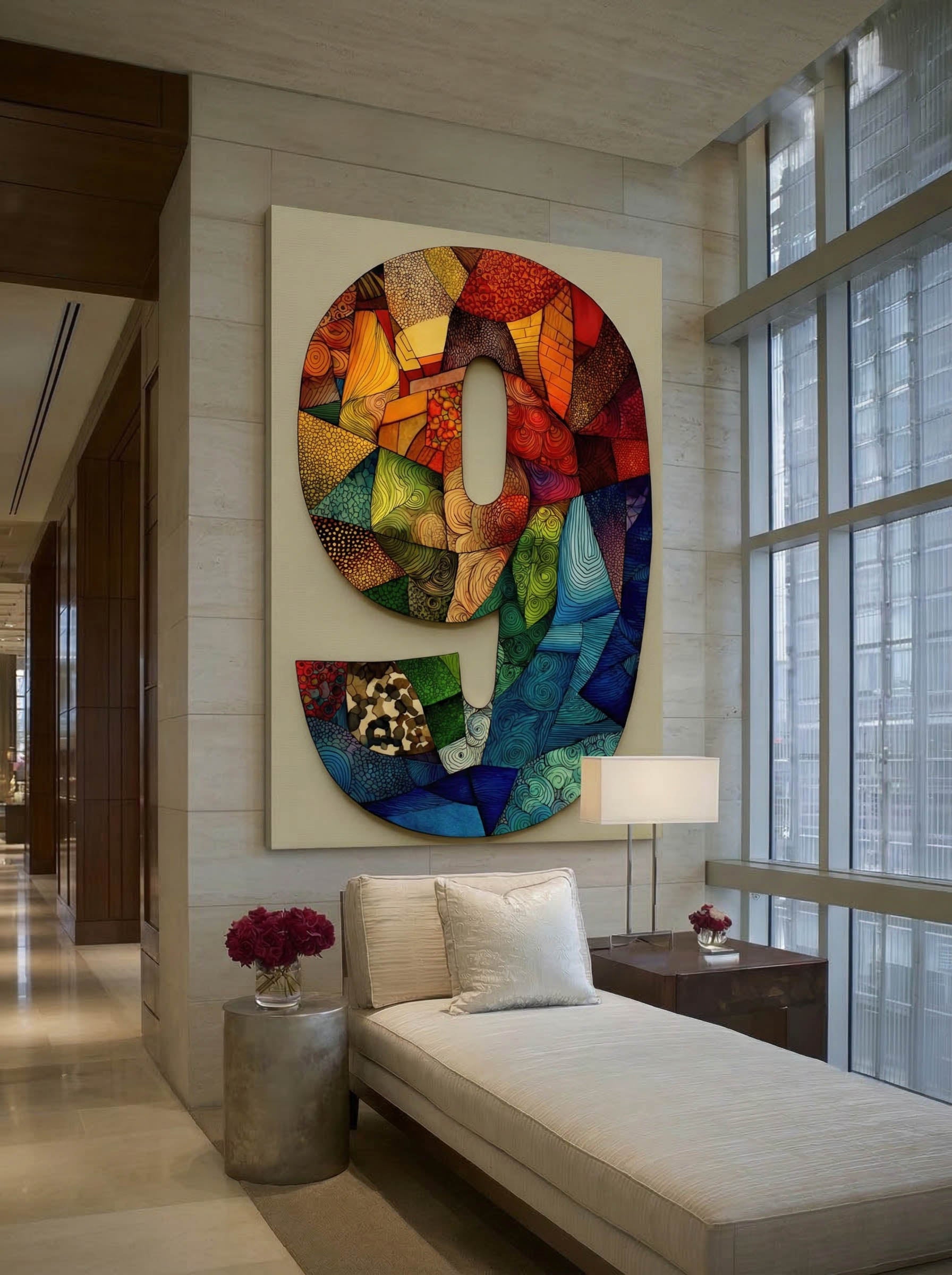 Mosaic Number Nine – Surreal Graphic Symbol Wall Art 253 Secondary image