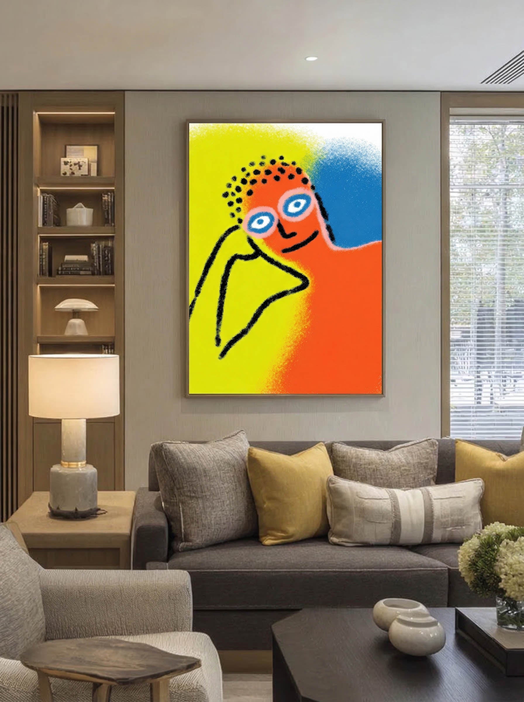 Daylight Dreamer – Surreal Minimalist Crayon Portrait Wall Art 258