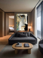 Gilded Gaze – Surreal Stipple Gold Botanical Portrait Wall Art 262