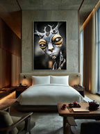Chrome Antler – Surreal Mechanical Antler Portrait Wall Art 265