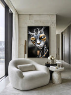 Chrome Antler – Surreal Mechanical Antler Portrait Wall Art 265