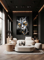 Chrome Antler – Surreal Mechanical Antler Portrait Wall Art 265