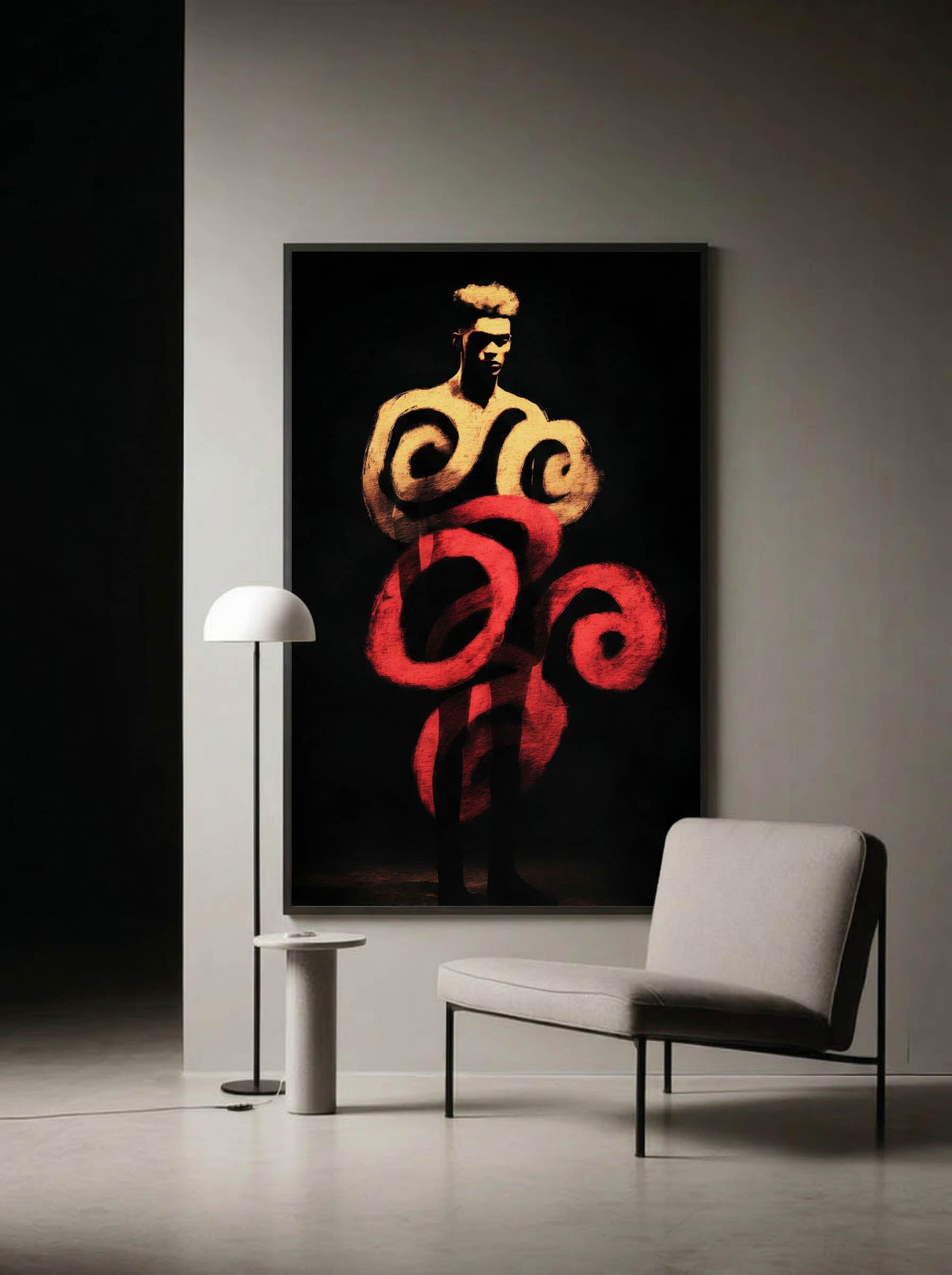 Crimson Coil – Surreal Expressionist Silhouette Abstract Wall Art 268 Secondary image