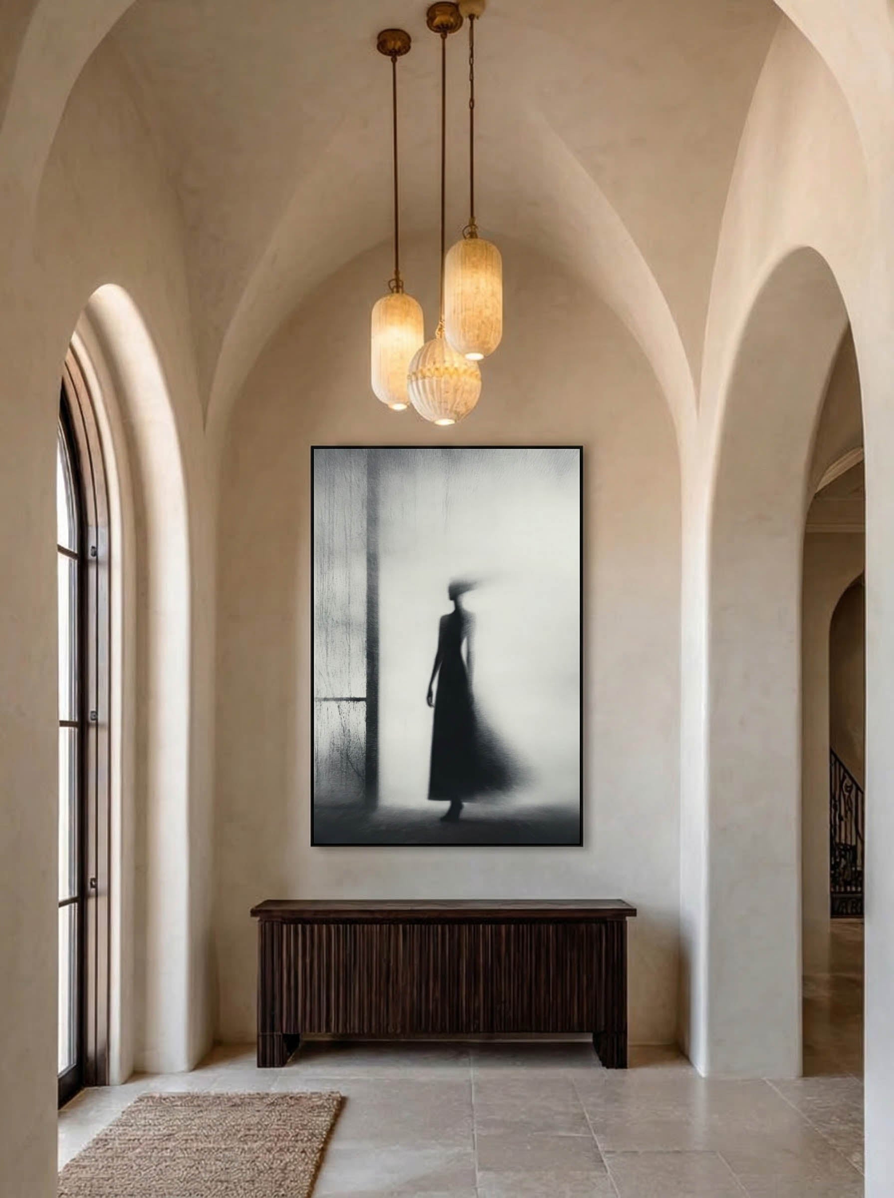 Silent Corridor – Surreal Minimalist Motion Silhouette Wall Art 271